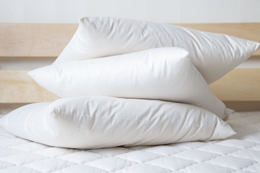 Pack 2 Merino Wool Pillow Wool Filled Cotton Pillowcase White RV Bed