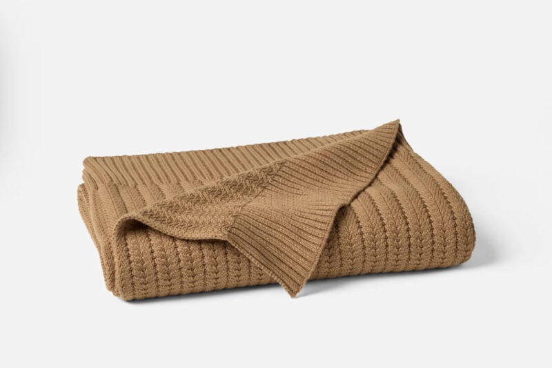 Brown knit cotton blanket