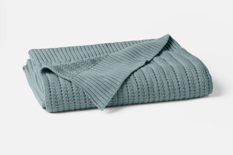 Cotton knit blue blanket