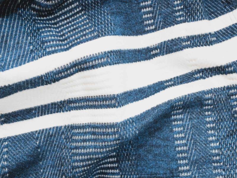 blue organic cotton blanket with stripes
