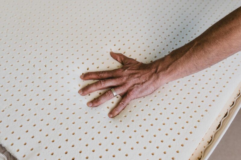 Detail image of latex layer on Eco wool and cotton mattress.