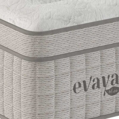 Corner shot up close of evaya organic mattress