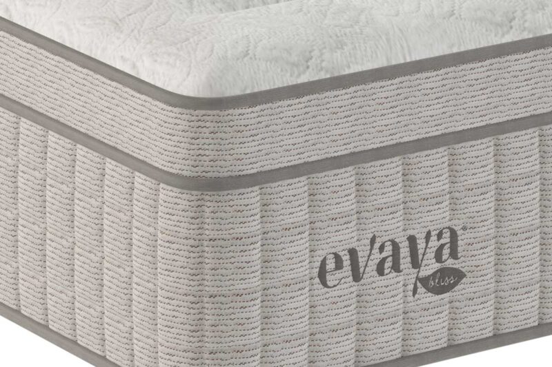 Corner shot up close of evaya organic mattress