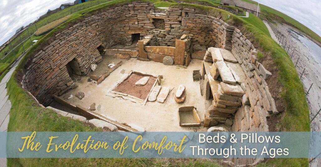 A dwelling at Scotland's Skara Brae, showing a home made with stone.