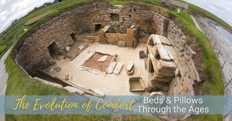 A dwelling at Scotland's Skara Brae, showing a home made with stone.