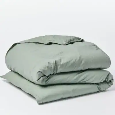 Coyuchi Crinkled Percale Duvet Sage